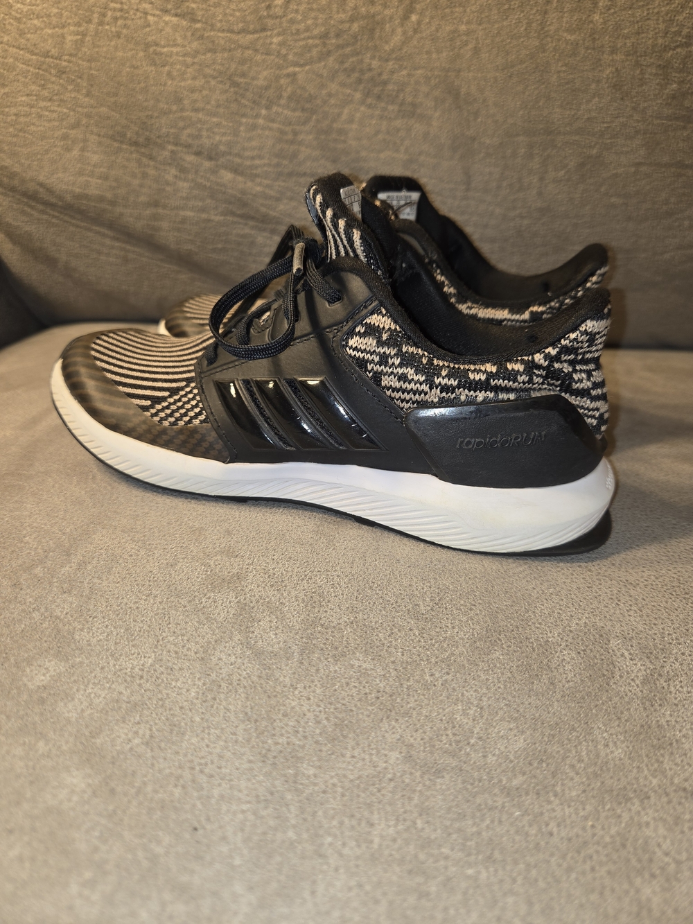 adidas Black and White Knit Kids Running Sneakers